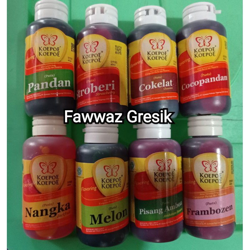 Koepoe Perisa Pasta 60ml - Pasta Kupu Penguat Perisa Aroma Makanan Flavoring Essen Aroma Kue 60 ml coco pandan Taro Pisang Ambon Es Doger Kopi Moka Taro Talas