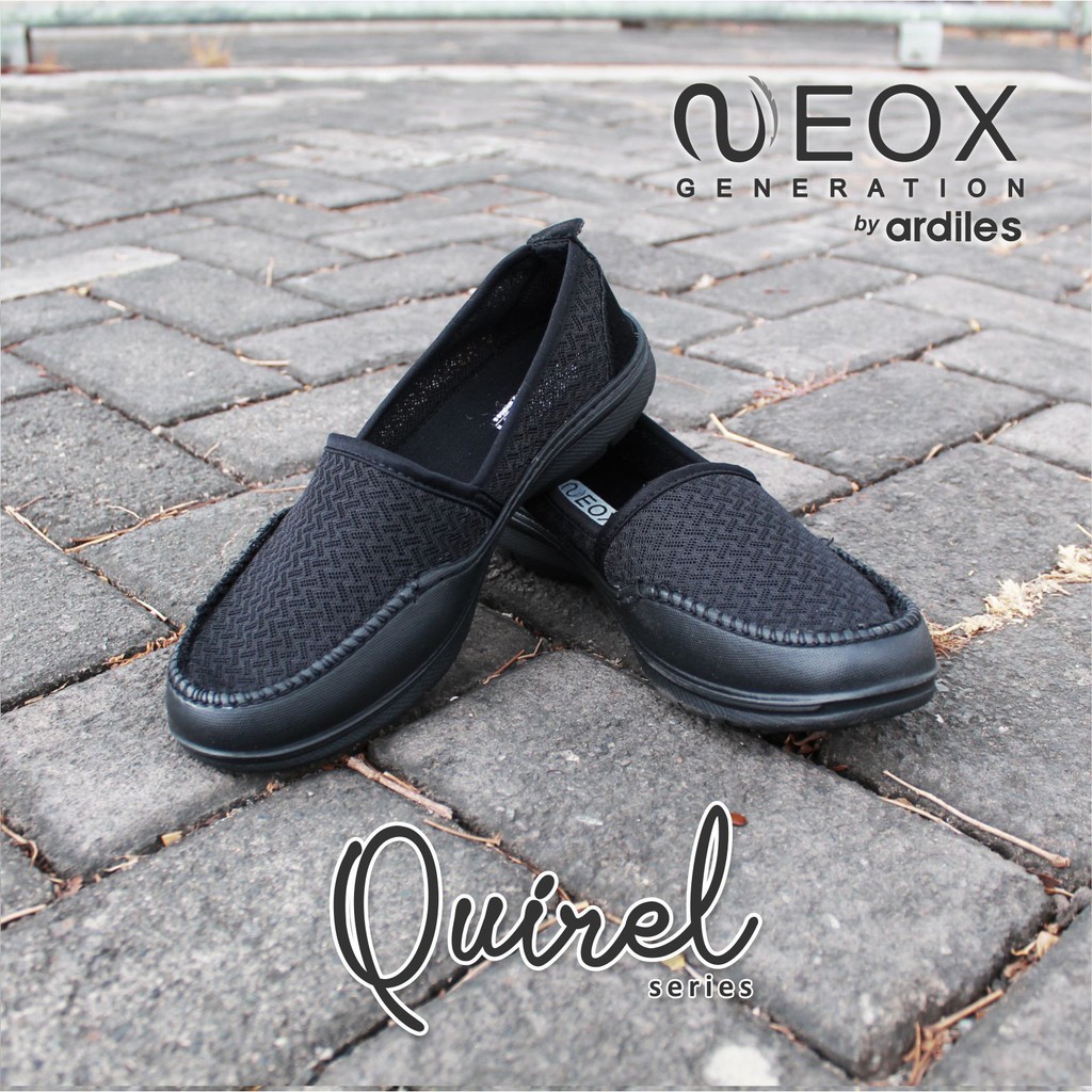 Sepatu Slip On ringan untuk Wanita Neox by Ardiles Model Quirrel hitam hitam