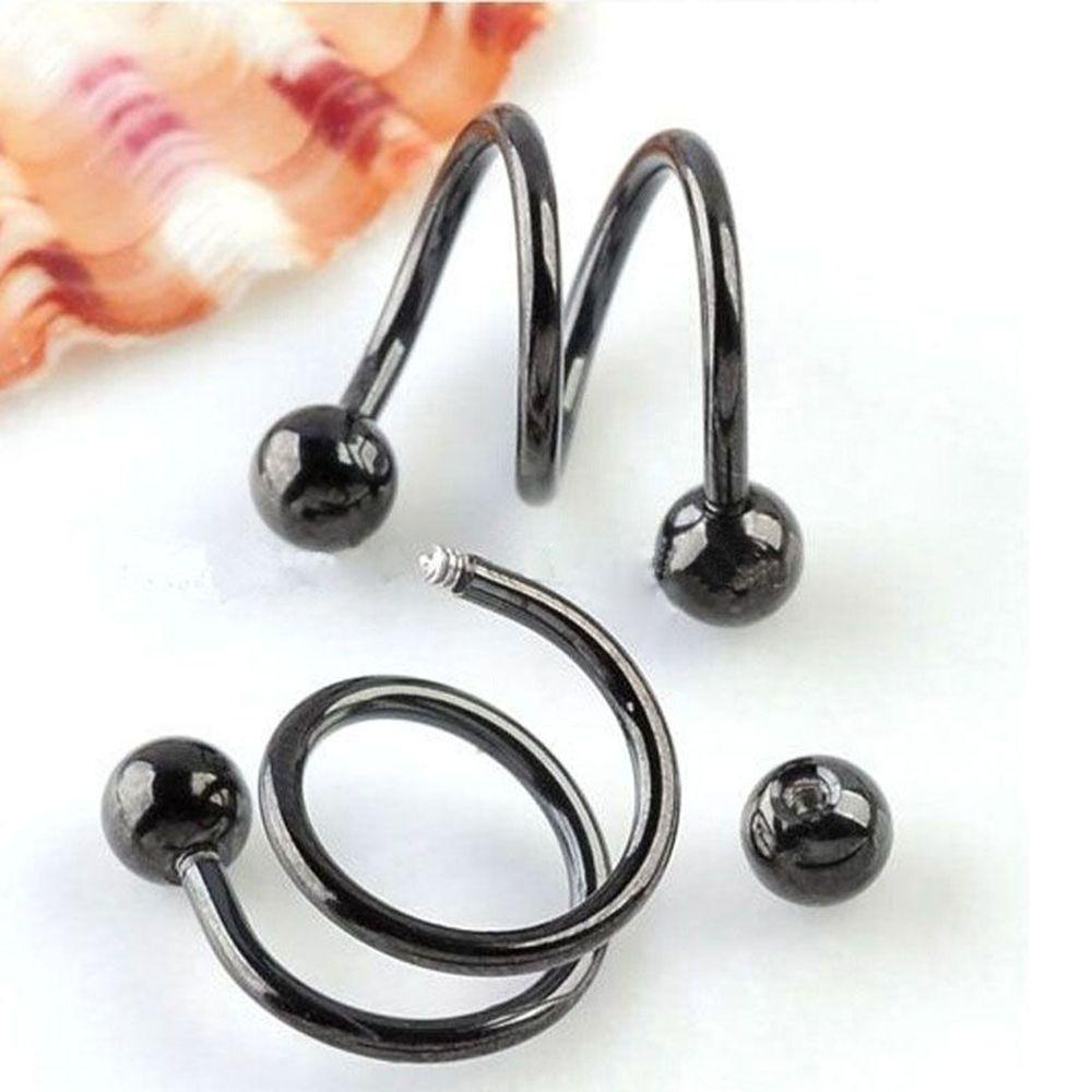 Needway Perhiasan Punk 2 Pcs Stainless Steel Helix S Spiral Bibir Hidung Cincin Tindik Tubuh