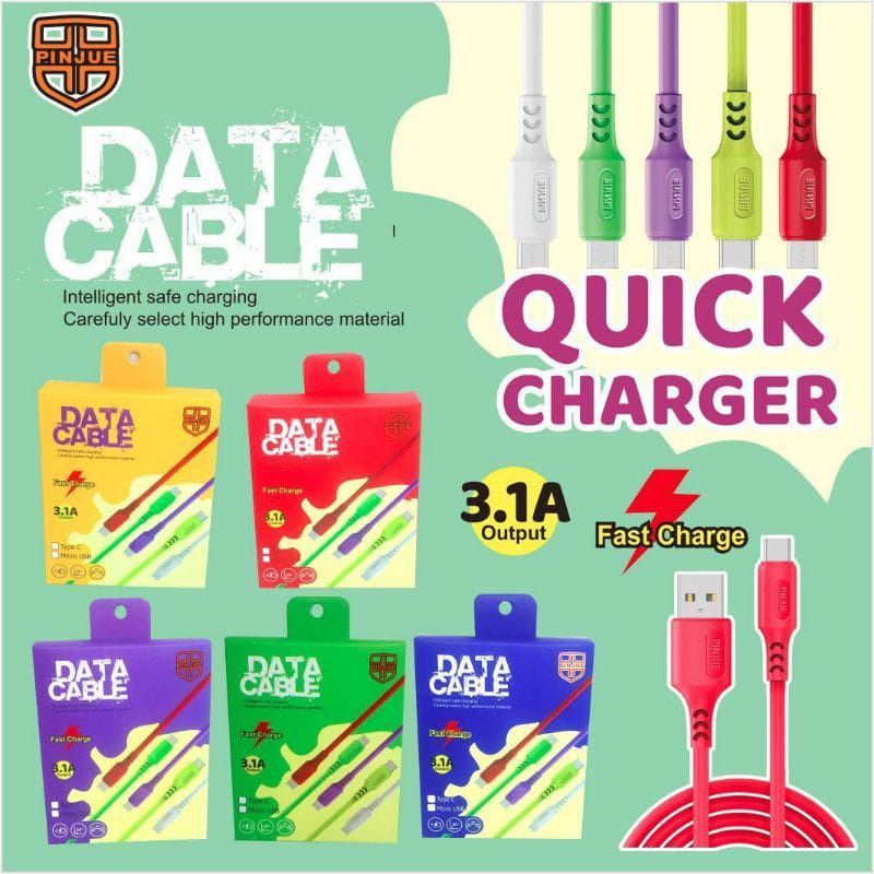 Kabel Data/ Kabel Data Macaron 3.1A Quick Charger Support Fast Micro Usb &amp; Type C