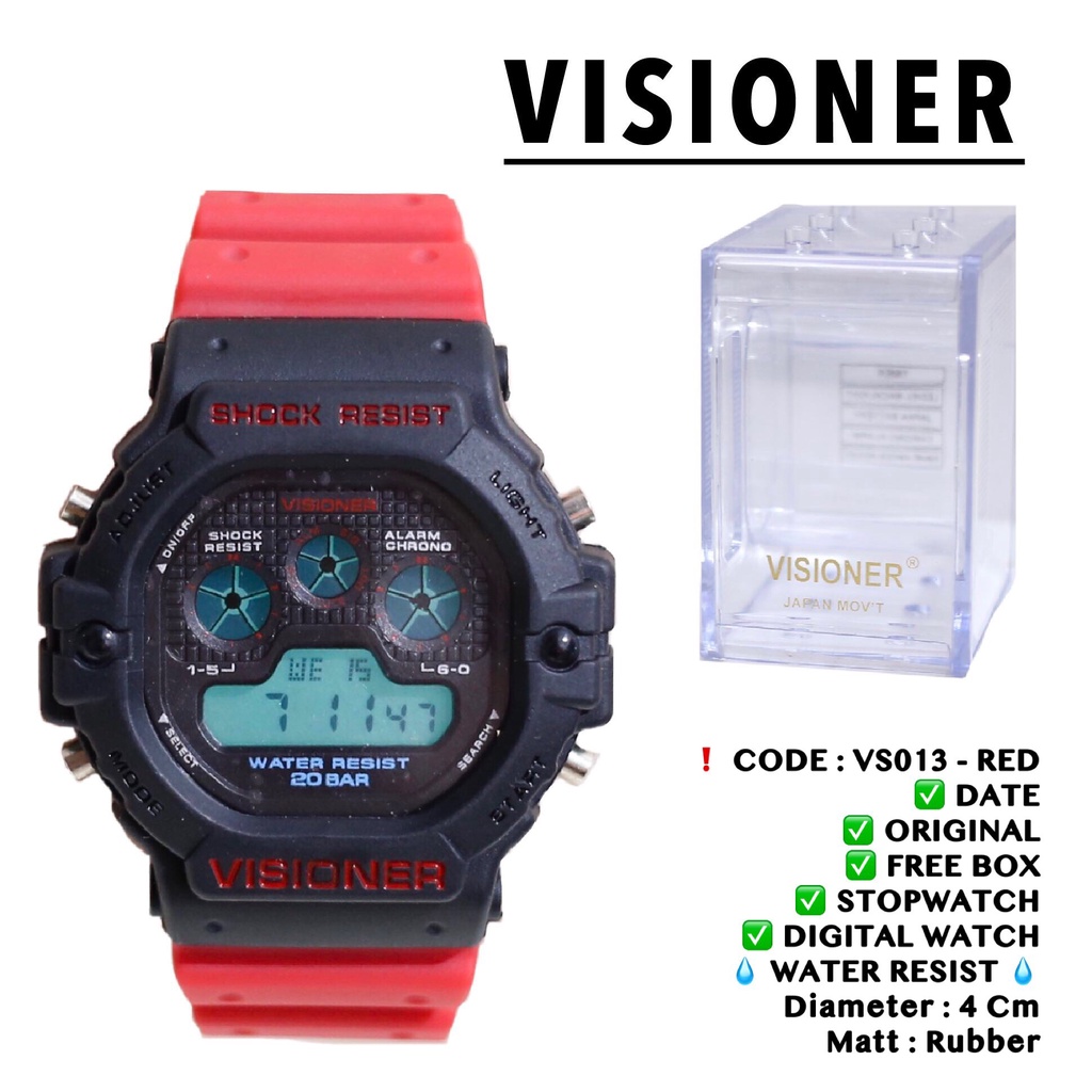 jam tangan pria wanita ORIGINAL Visioner DIgital watch sporty anti air free box anti air garansi 1 tahun VS015