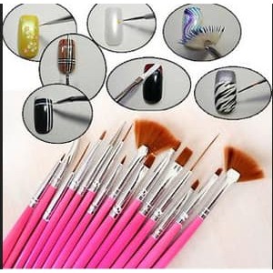 Nail Art Set Brush 15pcs Kuas nail art halus 15pcs / kuas nail art set 15 pcs random