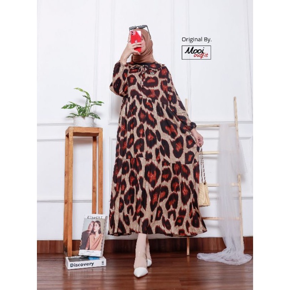 Midi Dress Jumbo  Ld 120 Kekinian Busui Bahan Katun Rayon Model Lio Moa Moela Morist Moana