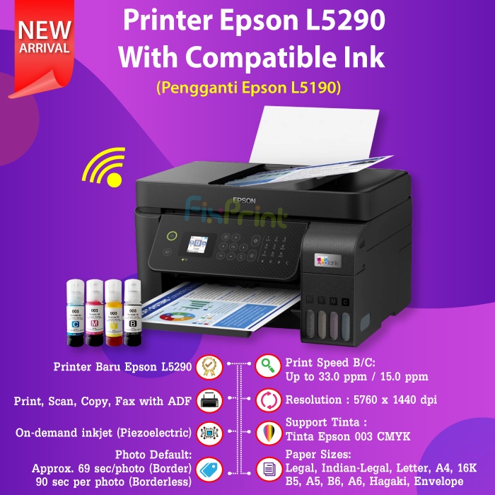 Printer Epson EcoTank L5290 L-5290 5290 All-in One Print Scan Copy WiFi ADF