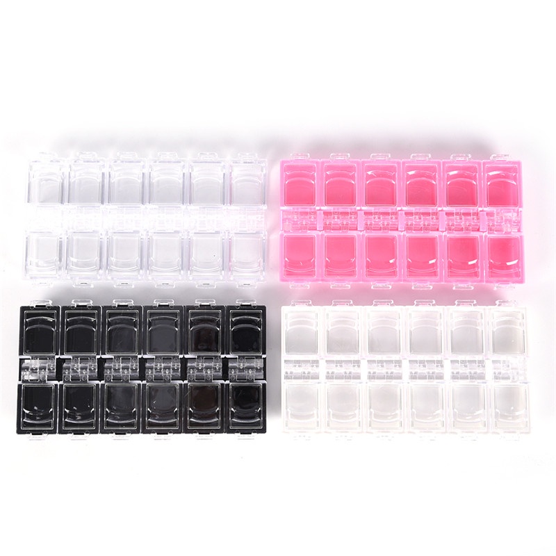 Kotak Organizer Perhiasan / Manik-Manik Nail Art 12 Slot Bahan Plastik