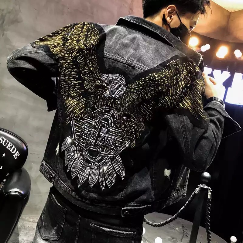 JAKET JEANS LUXURY IMPORT PRIA WANITA ASIA EROPA KOREA BTS AMERIKA ORIGINAL BORDIR ELANG EAGLE