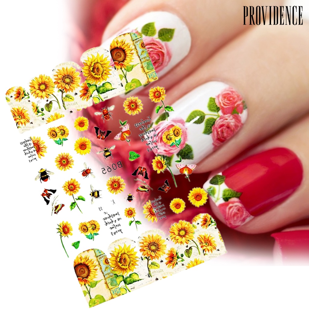 Providence 12Pcs/Set Nail Stickers Sunflower Shape Vivid Images Mini Blossom Floral Nail Art Water Decals for Female