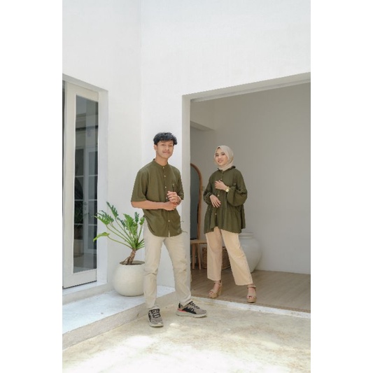 LOTUS MOM AND DAD - FAMILY SET - KEMEJA WANITA KEMEJA PRIA-Army