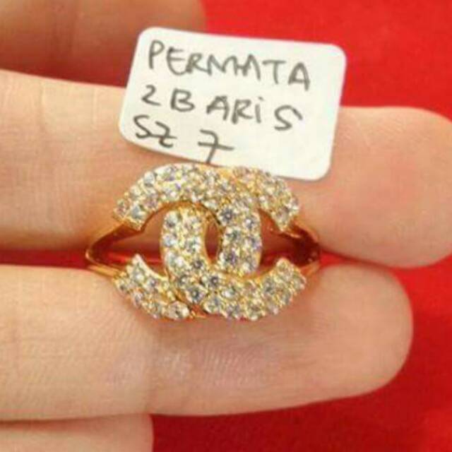 Cincin chanel ceramic lapis emas 22k