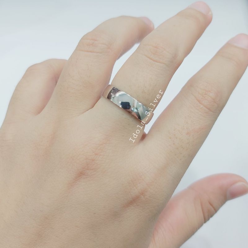 CINCIN PERAK PRIA WANITA SILVER ASLI 925 LAPIS EMAS PUTIH MOTIF RING POLOS - PERHIASAN PERAK