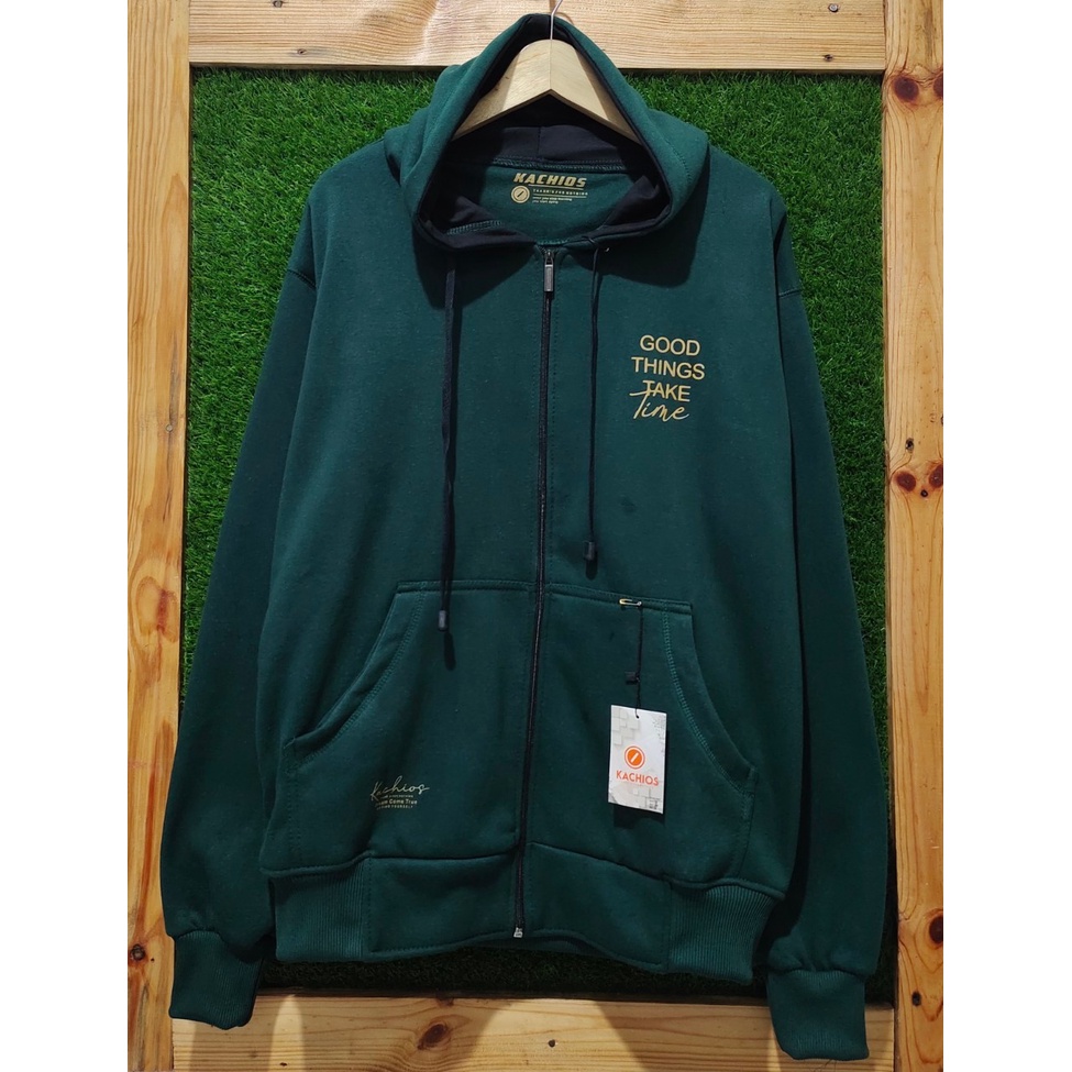 Hoodie Zipper Pria Original Distro Warna Hijau Botol Sweater Hodie Resleting Premium Kachios MR DEE 