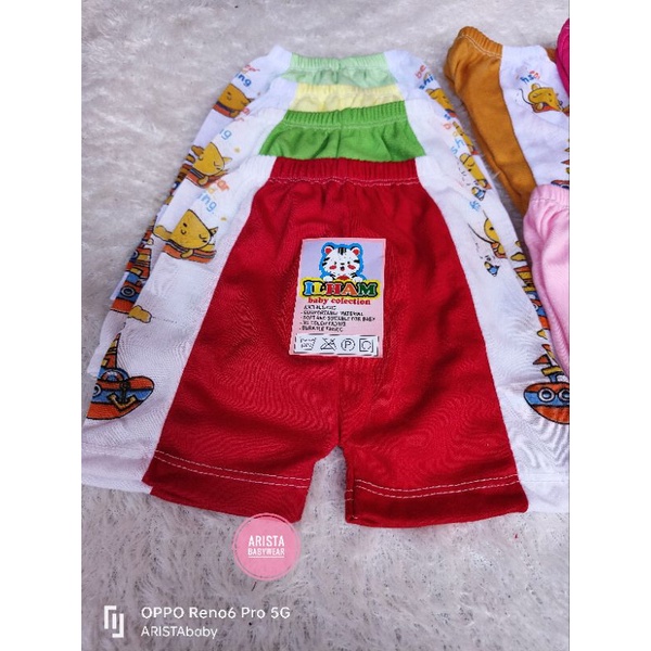 ILHAMbaby - (1lusin/12pcs) celana pendek bayi STRIP rainbow warna kombinasi