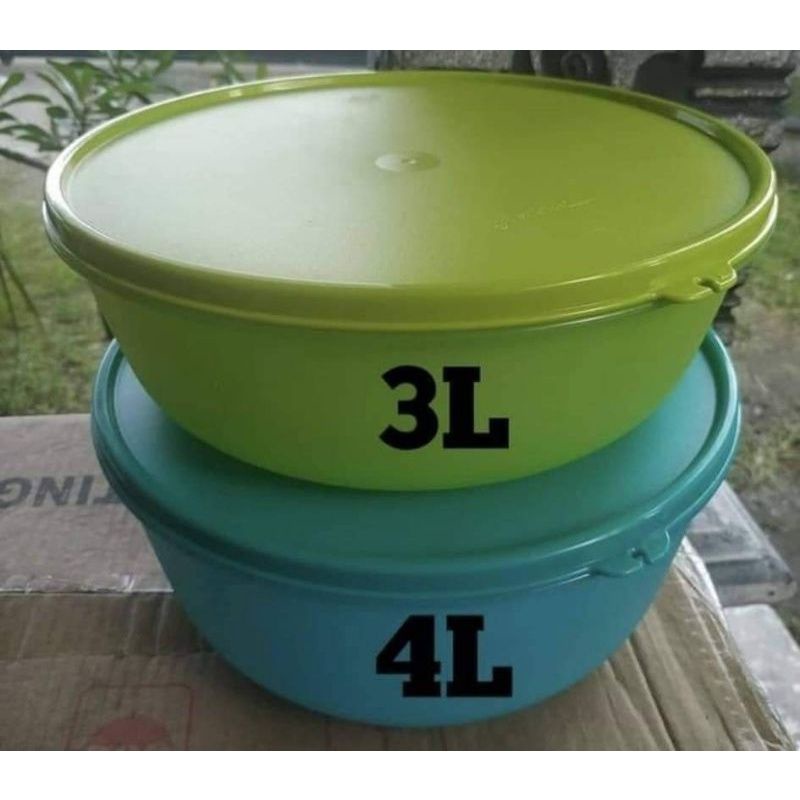 mangkuk jumbo bowl tuperware set  biru hijau