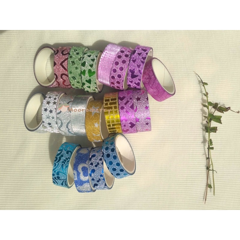 

Washi tape | isolasi Glitter untuk dekorasi jurnaling | scrapbook (1pcs)