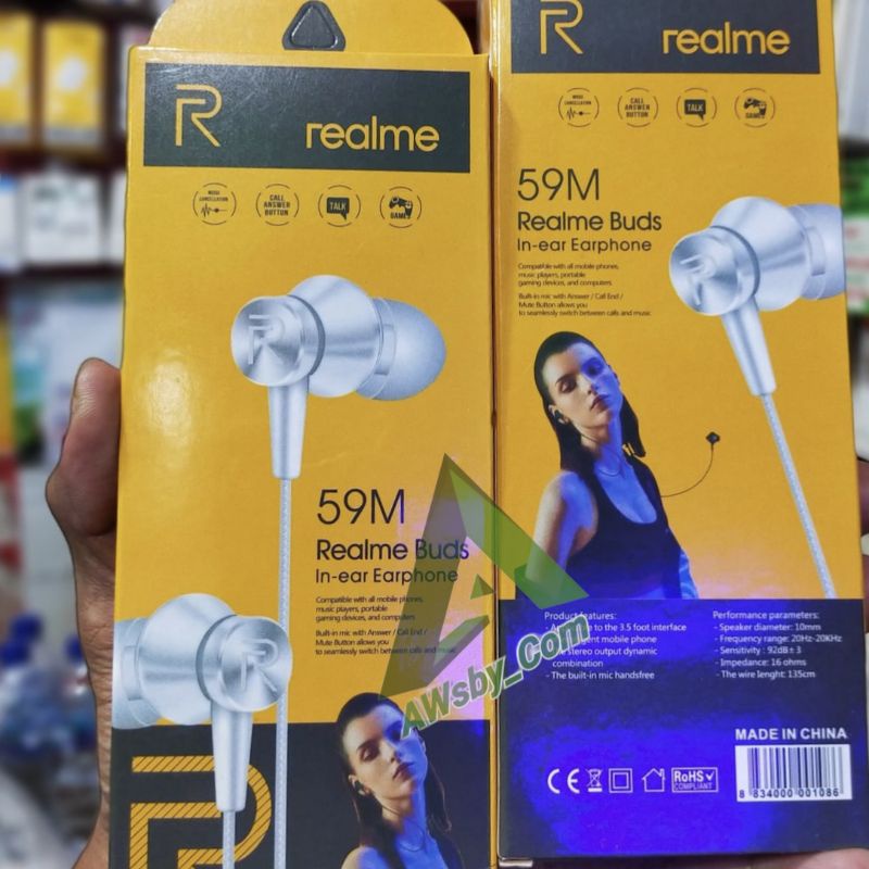 Earphone Realme Buds Extra Bass In Ear With Microfon Jack 3.5mm Realme 2 Pro 3 pro 5 pro C2 C3 5i C11 C12 C15 C17 (59M)