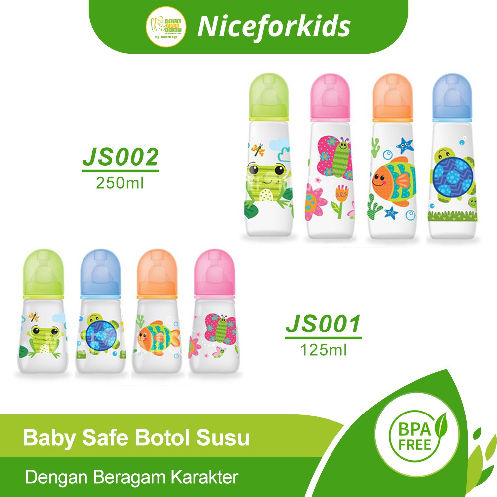 Baby Safe Botol Susu Bayi Feeding Bottle 125 ML JS001 / 250 ML JS002 BPA Free Botol Susu Karakter