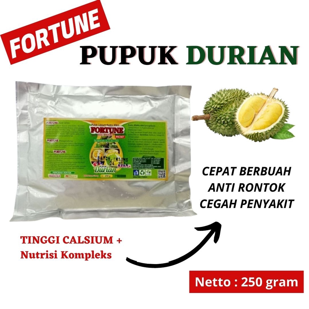 Pupuk Calsium Anti Rontok Bunga dan Buah DURIAN, Pupuk Kalsium Durian FORTUNE - PUPUK PELEBAT BUAH D