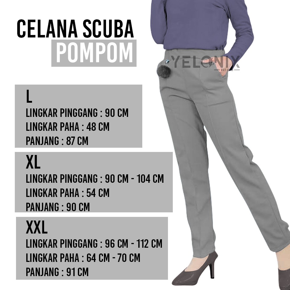 PANTS CELANA SCUBA POM POM SCUBA PANTS CELANA SCUBA WANITA POMPOM - YELONIX