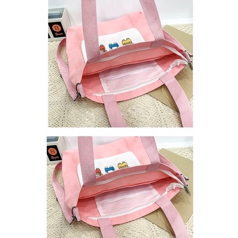 NAOMI - Tote Bag Import Kimberly -Tas Canvas - tas tote bag - Shoulder Bag - tas Wanita - Tas Murah Unik lucu