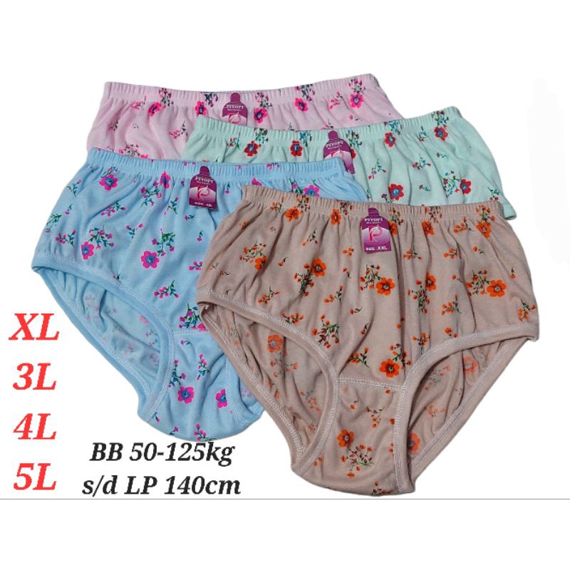 Celana Dalam Wanita Jumbo 5L 4L 3L XL CD Big Size Ibu Hamil CD Wanita Katun Elastis Jumbo