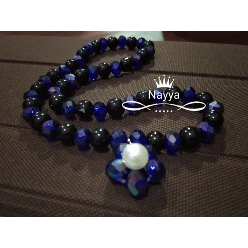 edisi terbatas kalung imitasi anak perempuan mutiara kristal biru