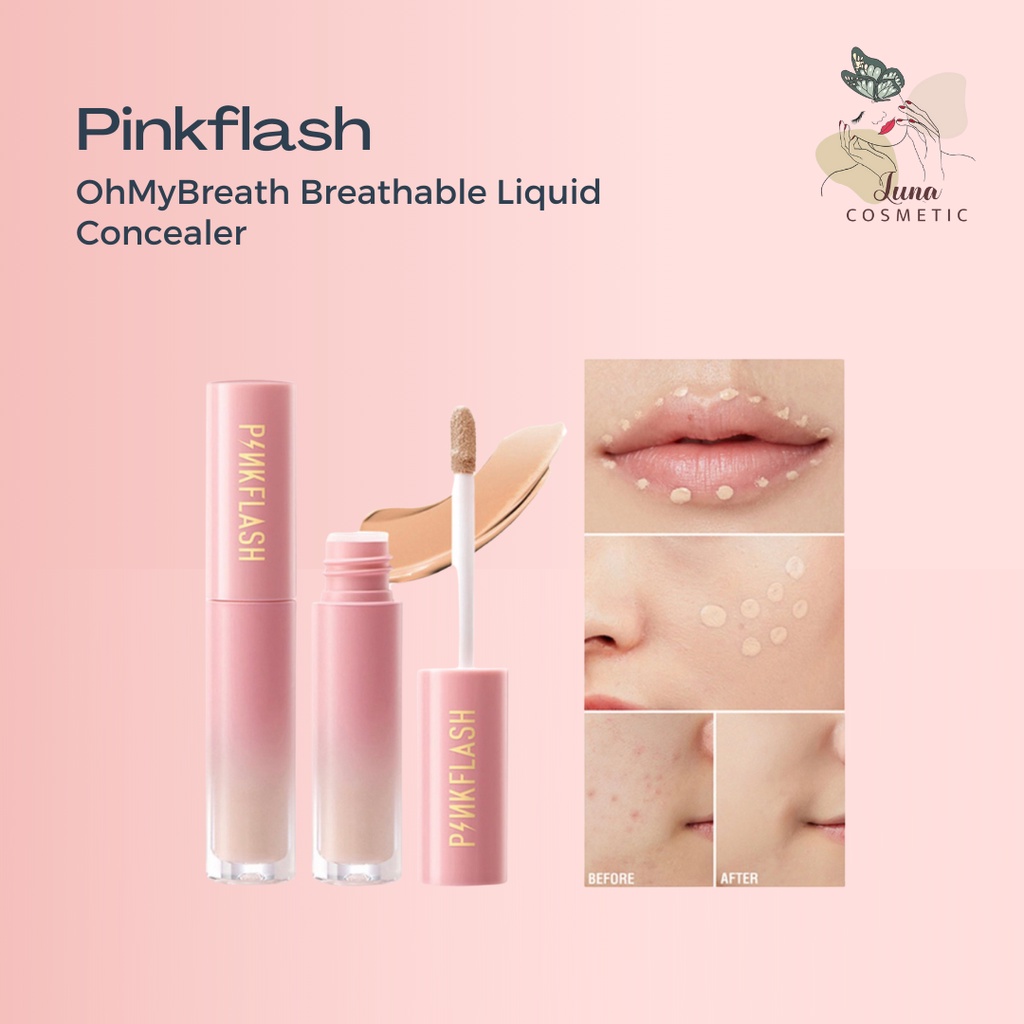 PINKFLASH OhMyBreath Breathable Liquid Concealer Tahan Lama Matte 5 Colors PINK FLASH