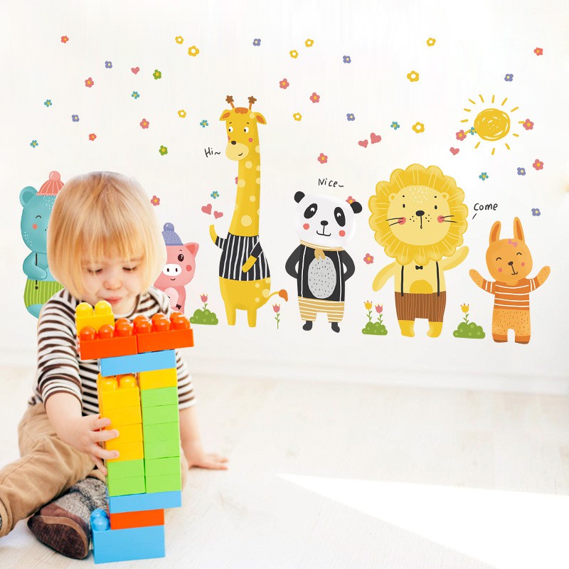 Reliza Wall Sticker Kartun Anak Hewan Study Animal Stiker Dinding LDR