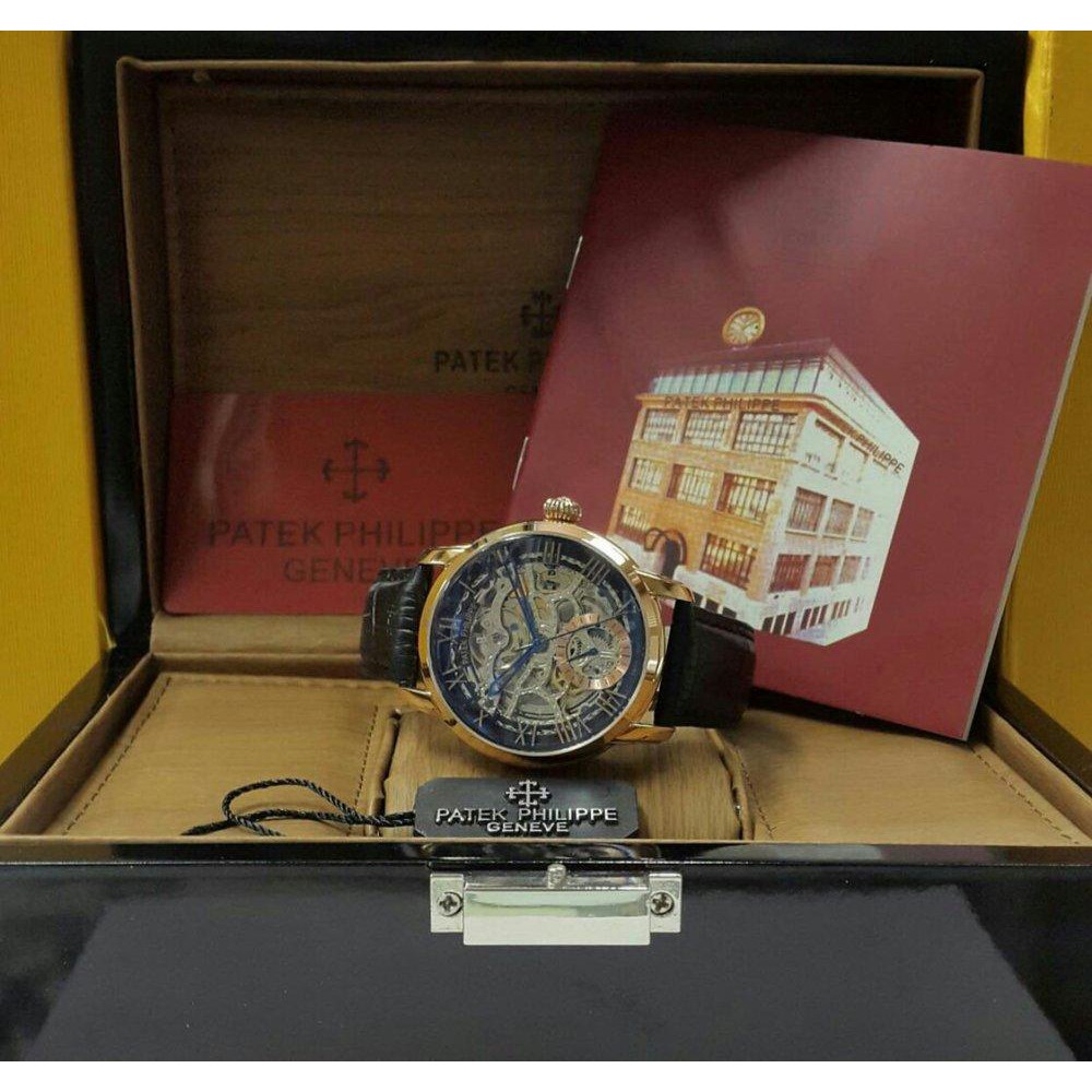 Diskon JAM PATEK PHILIPPE BLACK LEATHER SUPER CLONE Murah