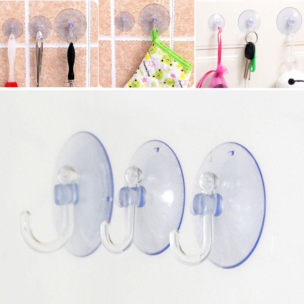 Populer 10Pcs /Pack Kait Dinding Gantungan Aksesoris Kamar Mandi Suckers Transparan PVC