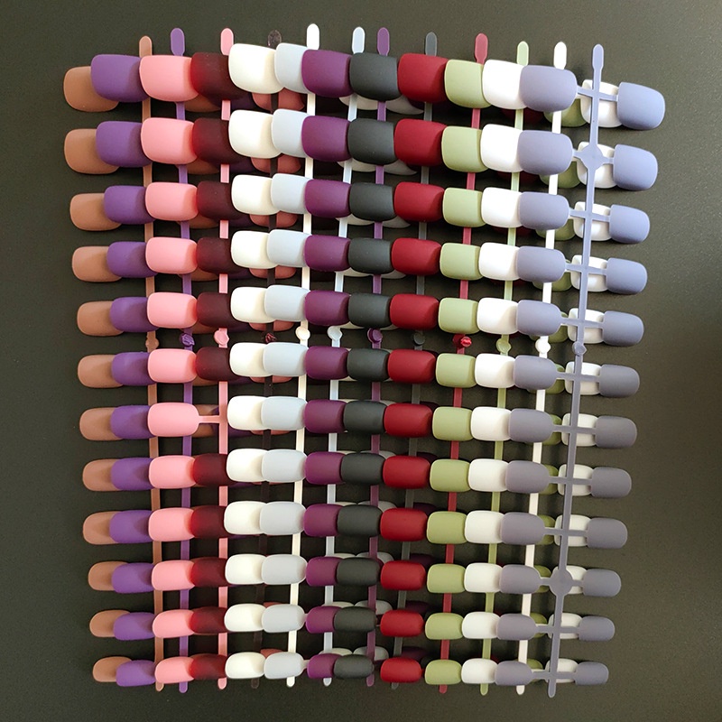 24pcs Kuku Palsu Warna Matte Bentuk Bulat Panjang Dapat Dilepas Untuk Nail Art