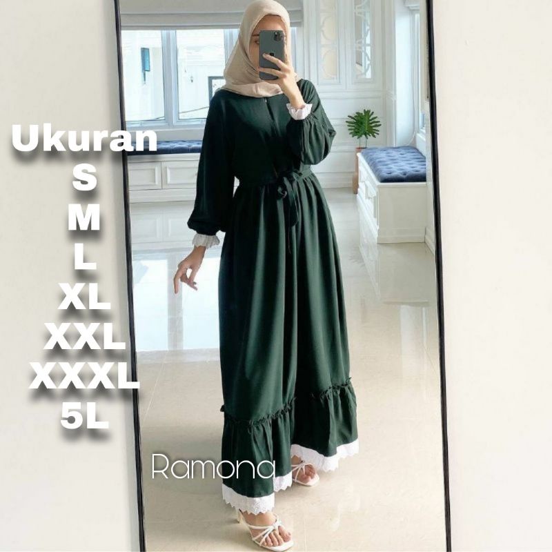 Ramona Dress Big Size Ukuran Size S M L XL 2XL 3XL 4XL XXL XXXL  XXXXL 2L 3L 4L 5L  Dress Wanita Jumbo Gamis Big Size Baju Korea Over Size