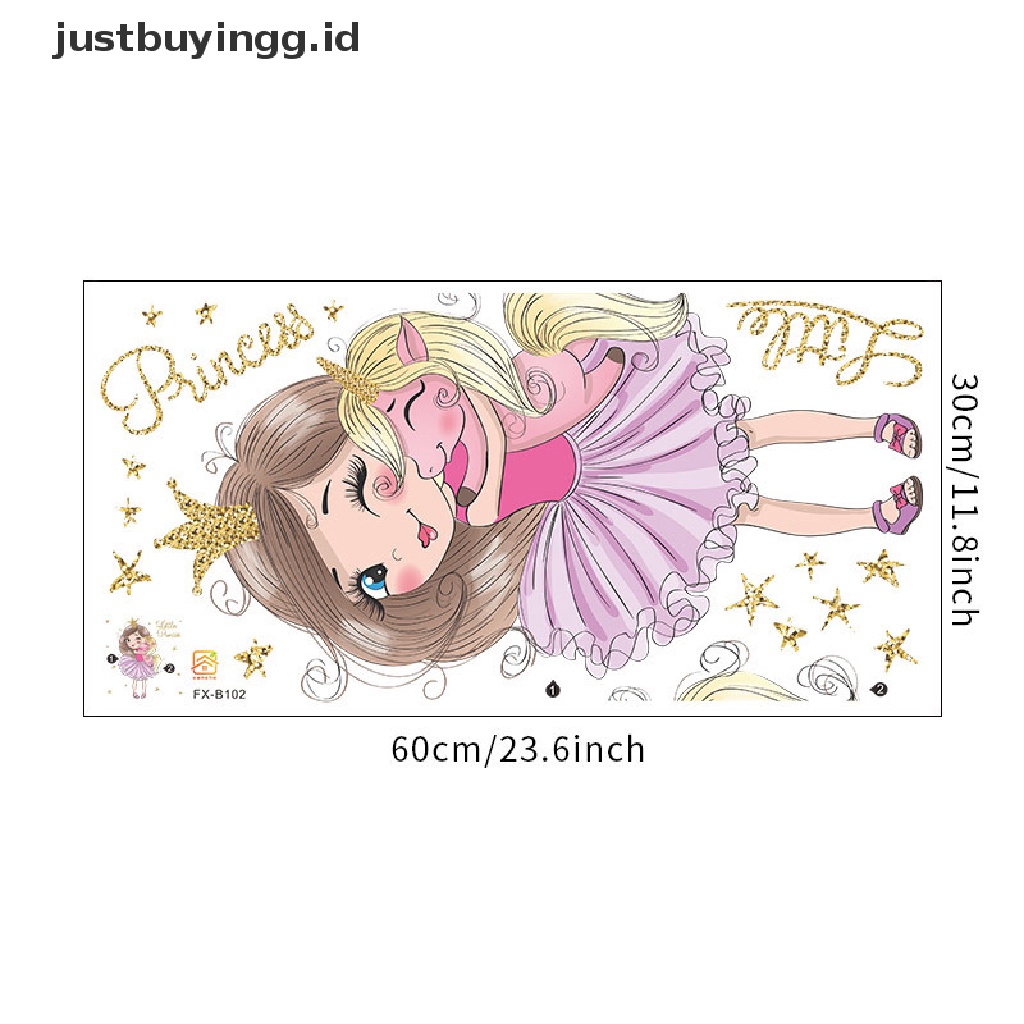 Stiker Dinding Desain Princess Unicorn Kecil Untuk Kamar Tidur Dan Ruang Tamu