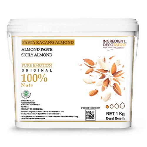 

DECOTATOO SICILY ALMOND Nut PASTE , Sicily Pasta Kacang ALMOND 1KG,