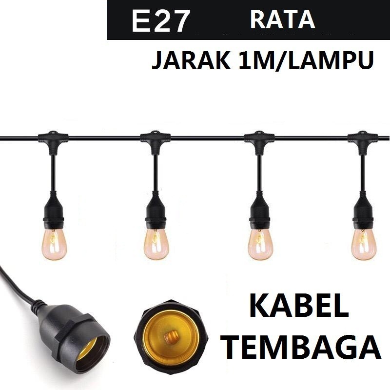 KABEL FITTING LAMPU GANTUNG CAFE 10 METER LAMPU TAMAN HIAS E27