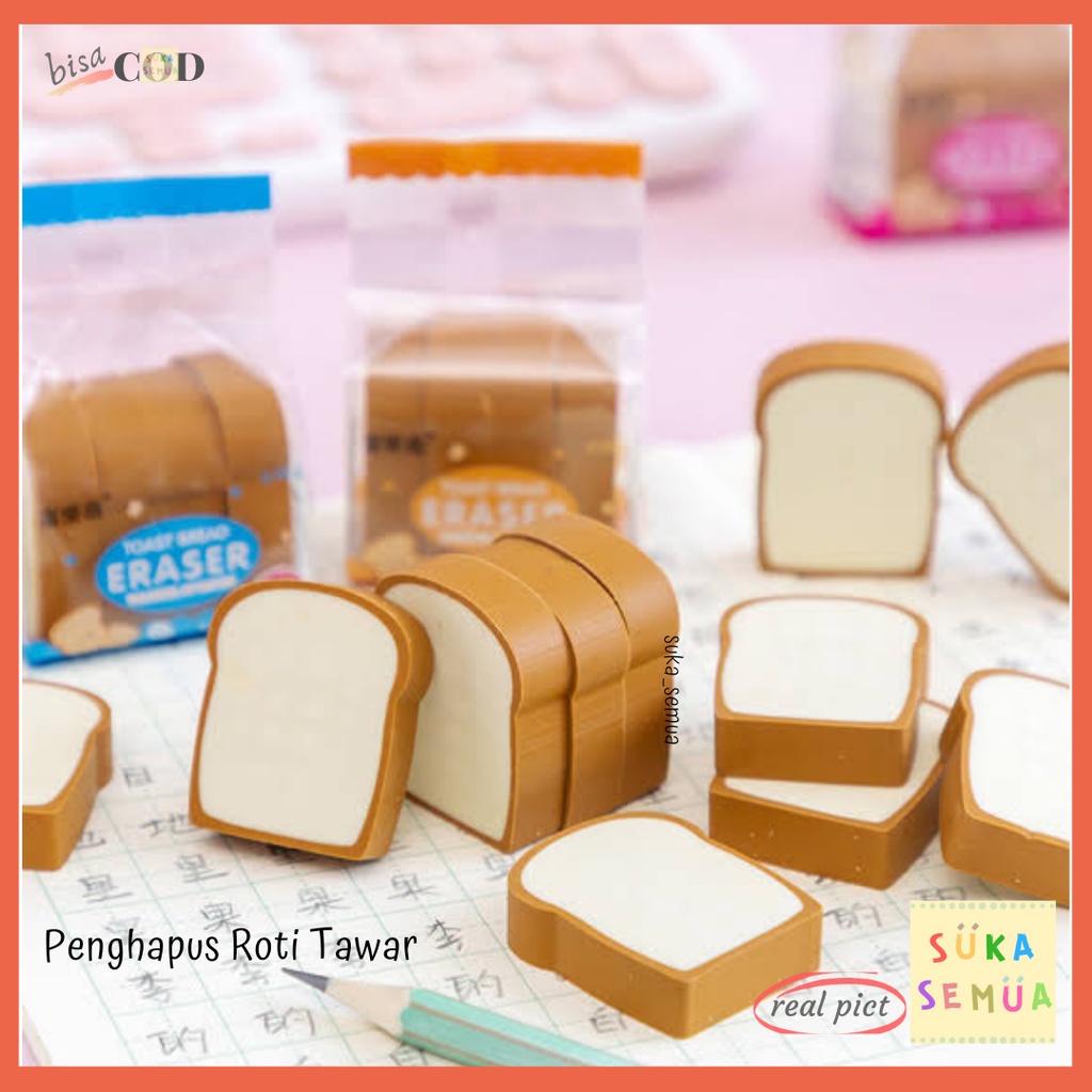 

Penghapus Roti Tawar // Toast Bread Eraser Rubber Setip Stip Hapusan Pensil Karet bentuk karakter makanan - hadiah kado stationery ATK alat tulis sekolah unik lucu imut murah - COD ( ready Bandung )
