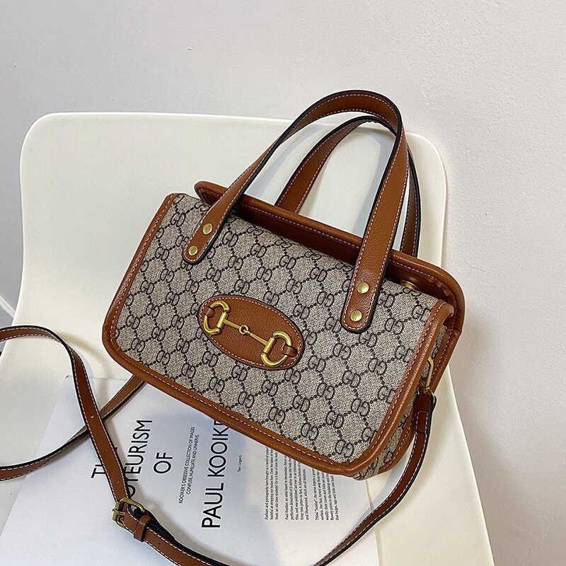 SG9533 syafniegalery Monogram Leater SQ Hand Bag import tas wanita