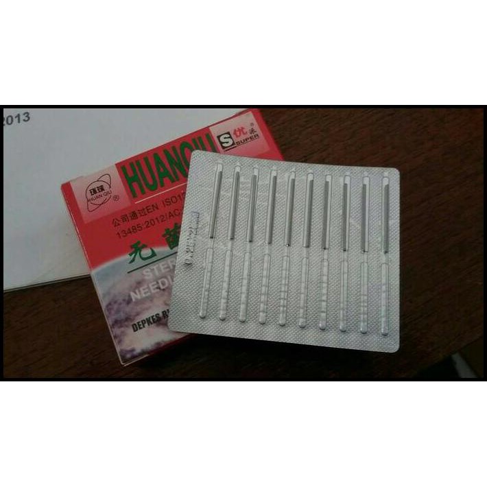 JARUM AKUPUNTUR HUANQIU SUPER DUS MERAH ISI 100 UK. 18X7 MM HIJAU BERKHASIAT