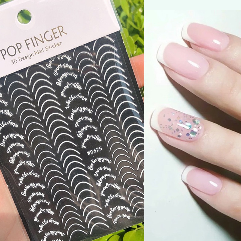 Stiker Kuku Motif Garis Geometri 3D Warna Rose Gold Untuk Nail Art