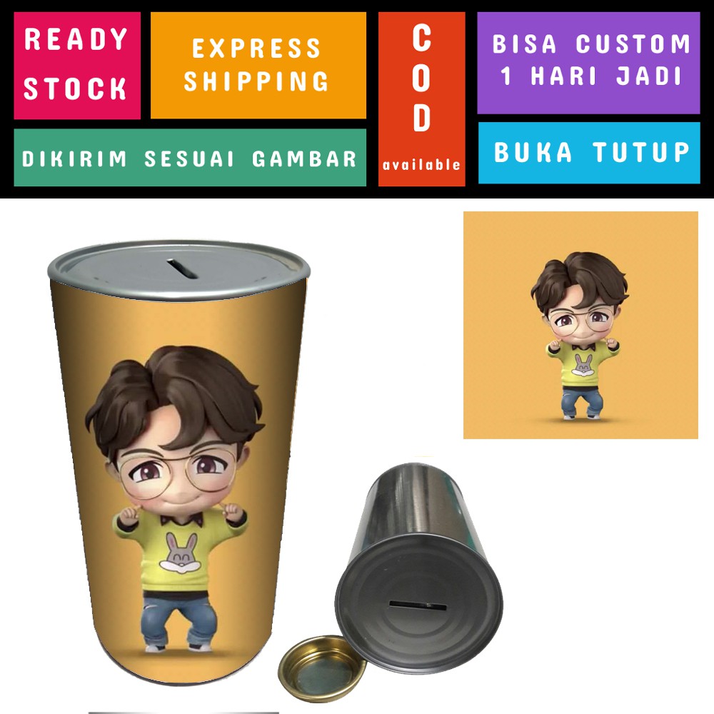 Baby Boom Celengan Kaleng Korean Kpop Buka Tutup Murah - BTS BT21 Karakter - JHOPE