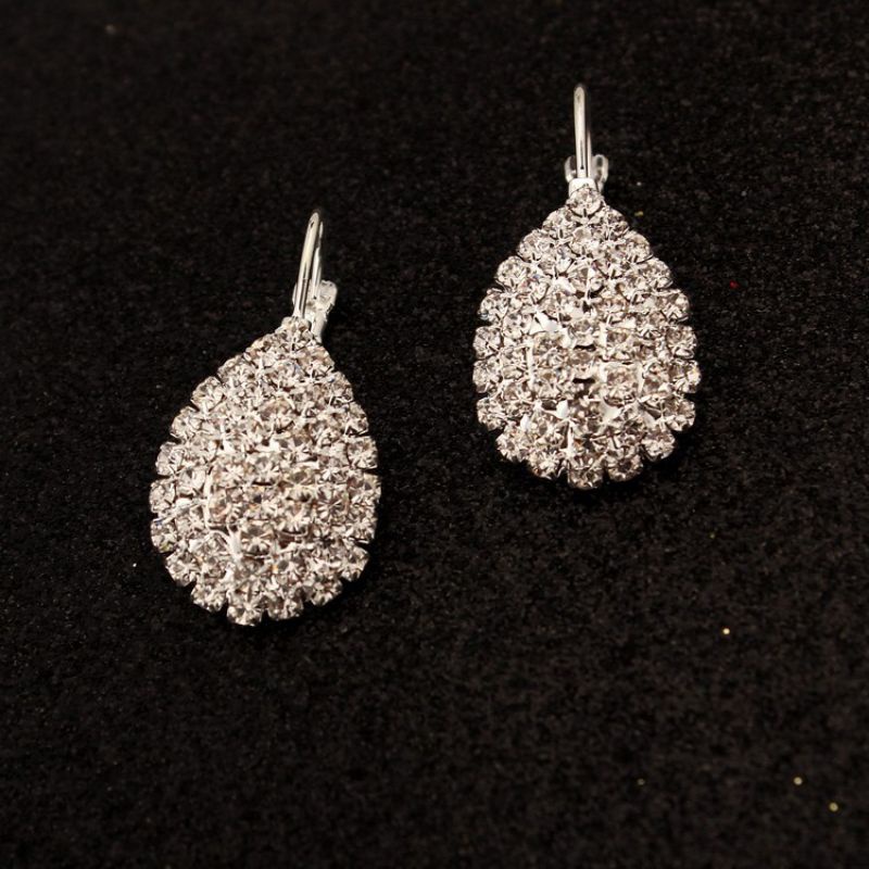 Anting Batu Permata - Anting Pesta - Anting Berlian Wanita Mewah Silver