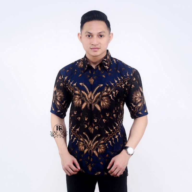 BAJU BATIK PRIA ABADI BATIK KEMEJA BATIK PRIA LENGAN PENDEK baju batik pria batik kantoran reguler M L XL XXLGB]