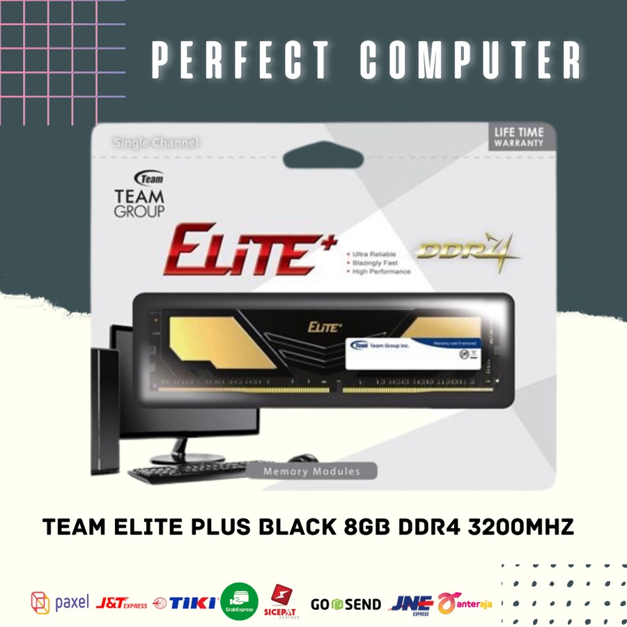 TEAM Elite Plus Black 8GB DDR4 3200MHz