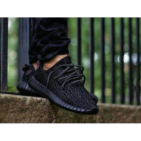 adidas yeezy full black/sepatu sekolah/sepatu wanita/sepatu full black - Hitam, 39