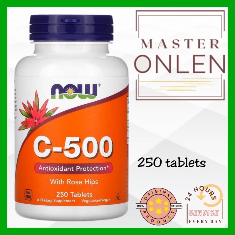 Vitamin C 500 mg 250 tablet Rose Hips Now Foods Usa Vit C 500mg
