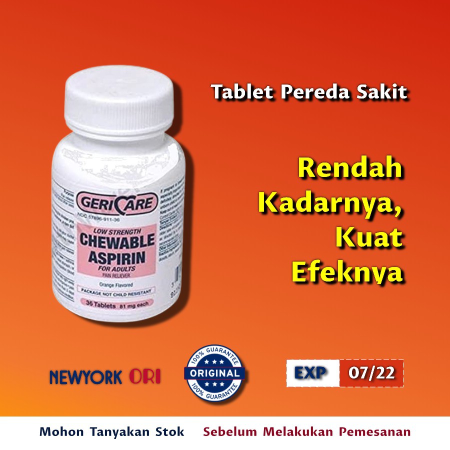 GeriCare Adult Low Strength Chewable Aspirin 81 mg, 36 Tablets