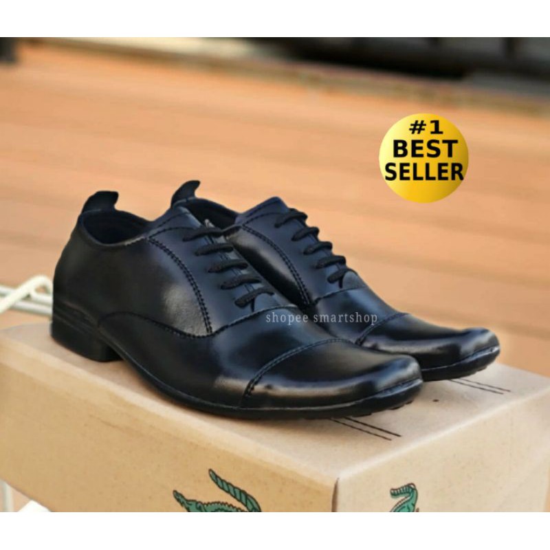 SM4RT - Sepatu Pantofel Hitam Coklat Pria Crocodile Oxford Pakai Tali