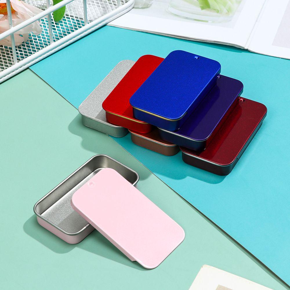 Chookyy Kotak Besi Mini Slide Cover Wadah Metal Organizer Rumah Kaleng Kosong Pill Cases