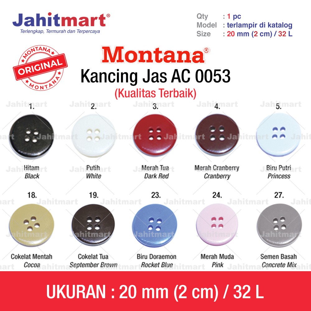 Kancing Jas AC 0053 Ukuran 20mm / 32L | Shopee Indonesia