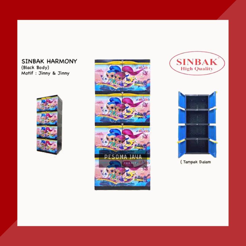 Lemari Pakaian Plastik SINBAK 4 Susun Motif Jinny