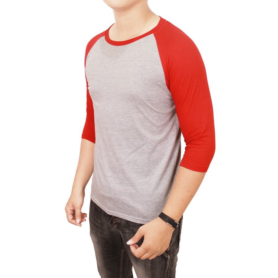 Kaos Abu Merah Raglan - FBL 12